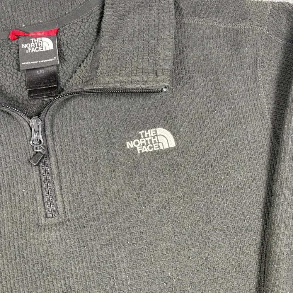 The North Face Quarter Zip Fleece Pullover Waffle Grid Charcoal Gray Mens L